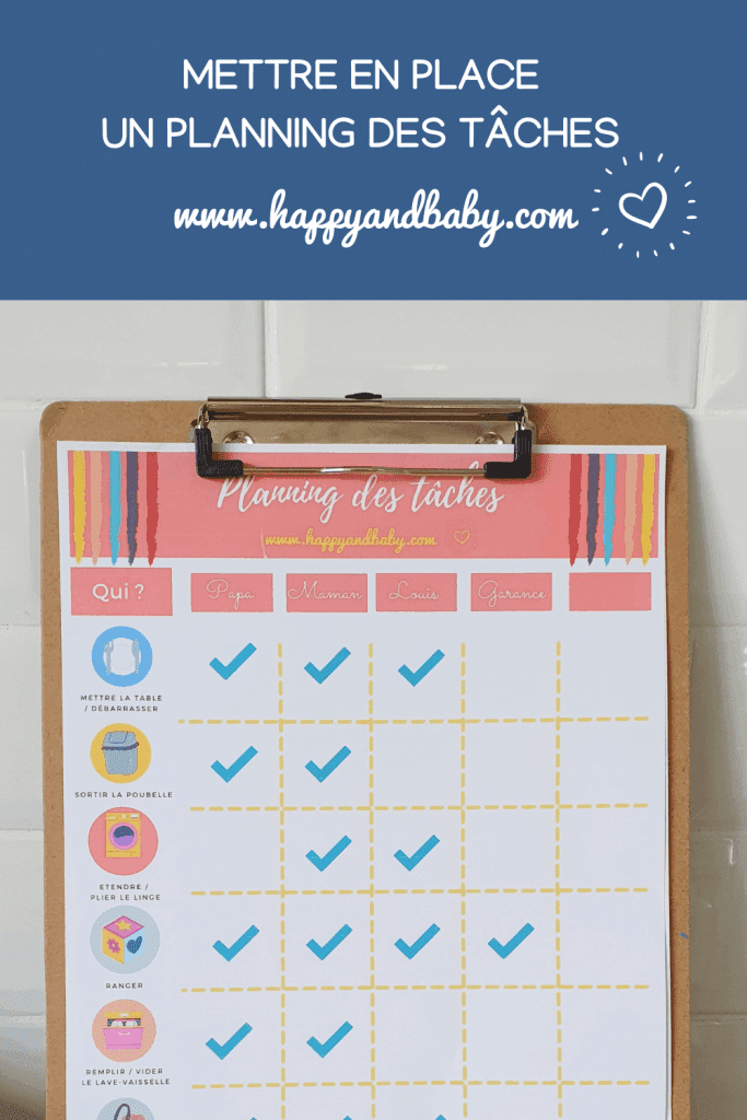 planning des taches enfant