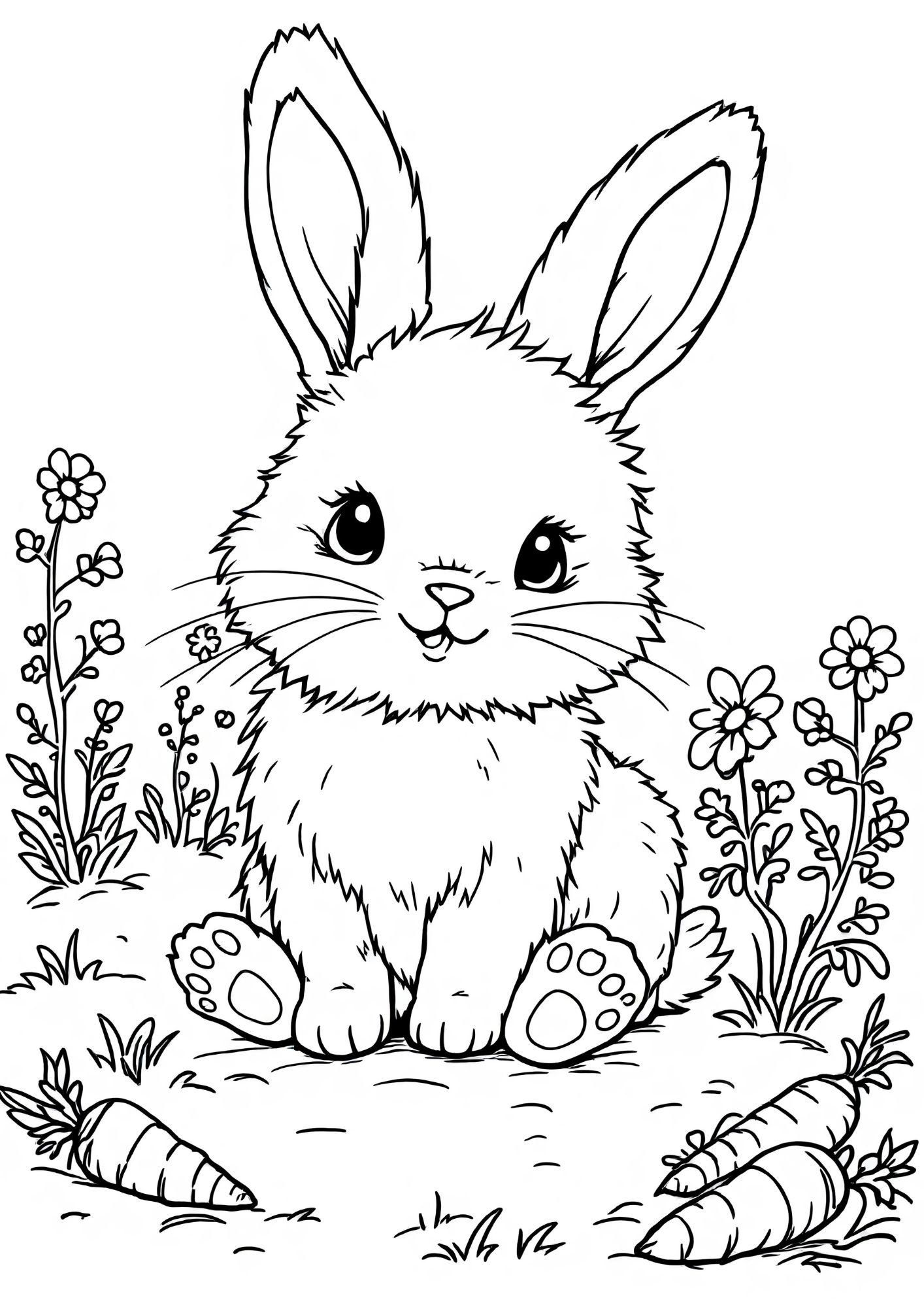 coloriage pâques lapin mignon