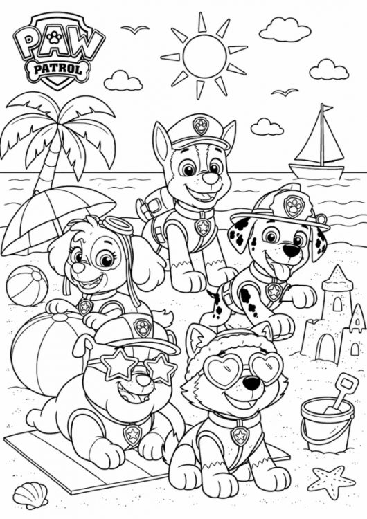 coloriage d'été pat patrouille