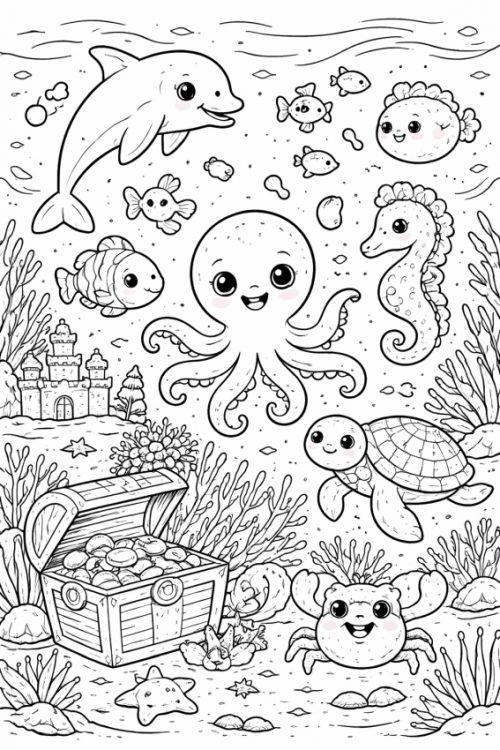 coloriage sous l'ocean à imprimer