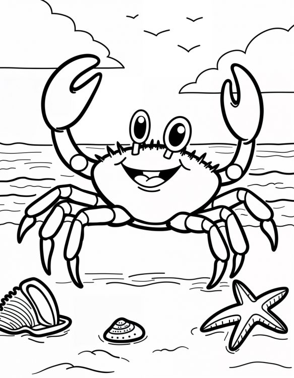 coloriage d'été à imprimer crabe