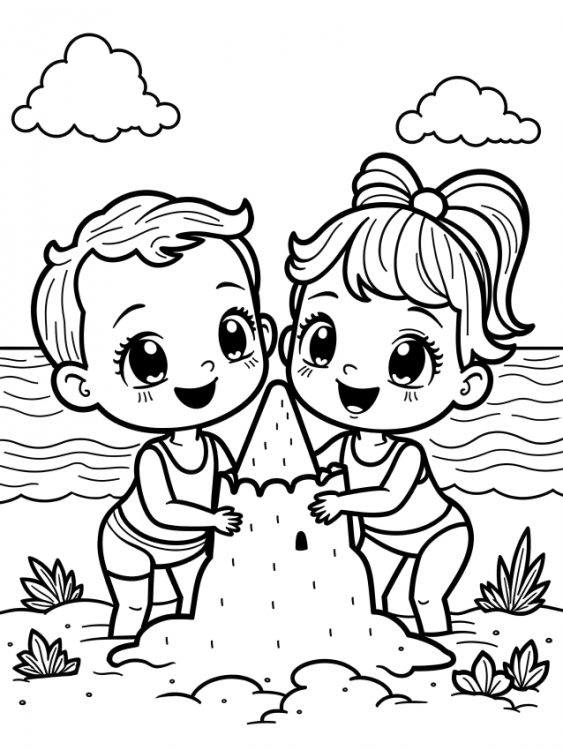 coloriage été enfants