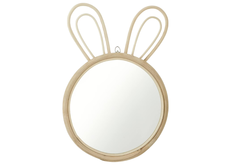 Miroir en rotin naturel avec oreilles de lapin