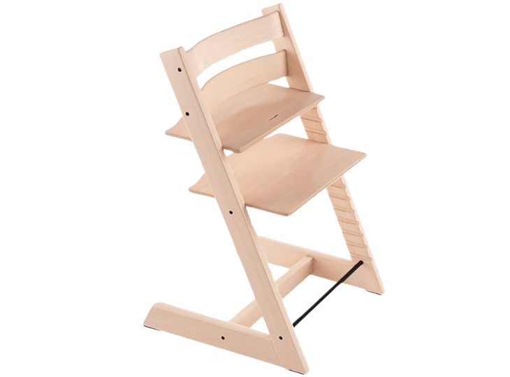 Chaise haute évolutive en bois Stokke Tripp Trapp de couleur naturelle, sans plateau.