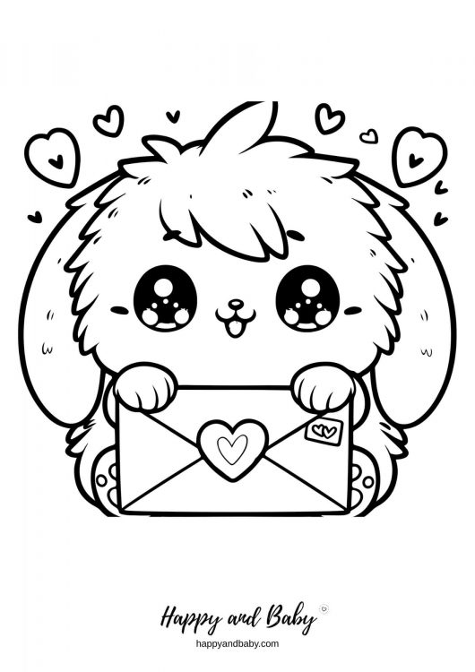 coloriage chien kawaii