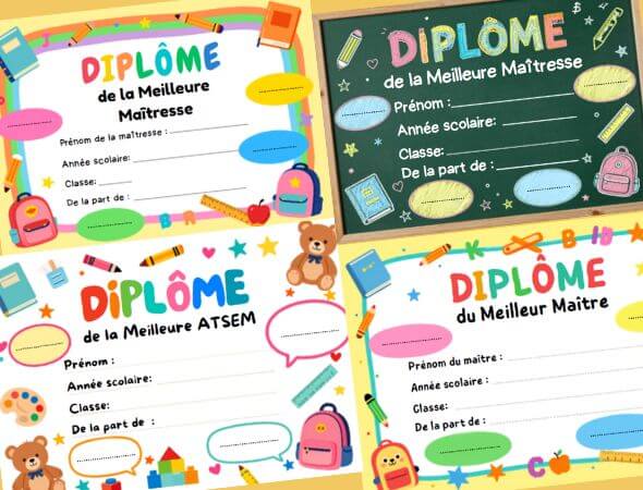 diplome meilleure maitresse / maitre / atsem à imprimer gratuit
