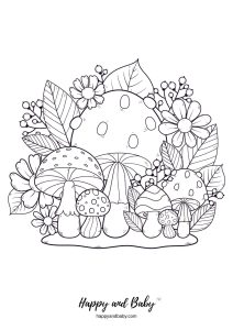 coloriage automne champignons
