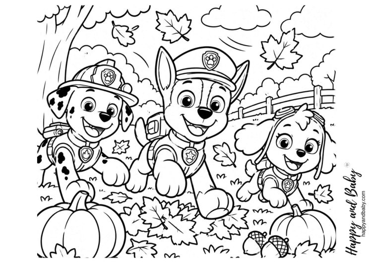 coloriage automne pat patrouille